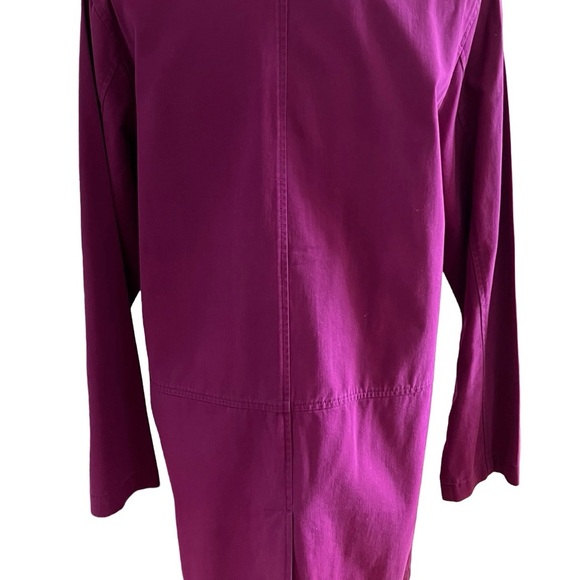 Denim&Co Plum Button Down Denim Trench Coat Knee-Length Design - Size M - Picture 3 of 8